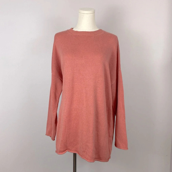 Eileen Fisher Organic Cotton Drop Shoulder Coral Sweater size Large - Picture 1 of 13